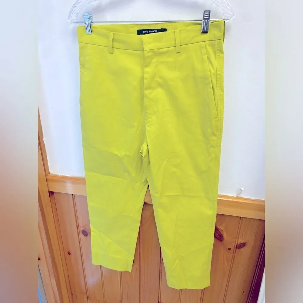 NWT Sofie D'Hoore Piccolo High Waist‎ Straight Cropped Pant Green Sz 4 & 10
